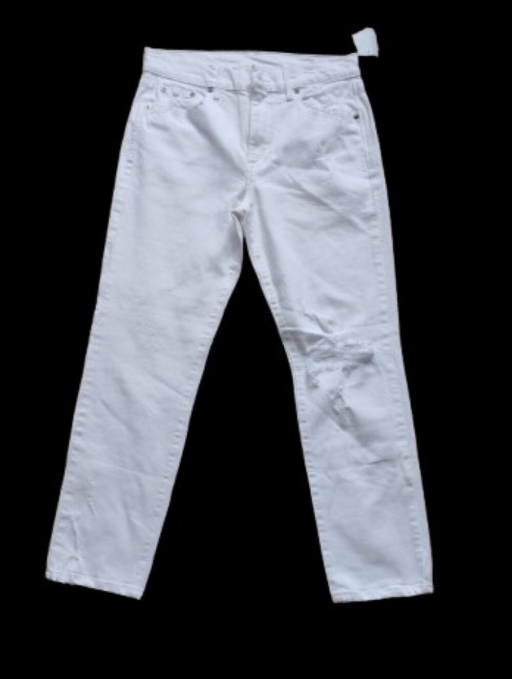 New PISTOLA Rare Dept Store Sample White Distressed Straight Leg Jeans Size 4